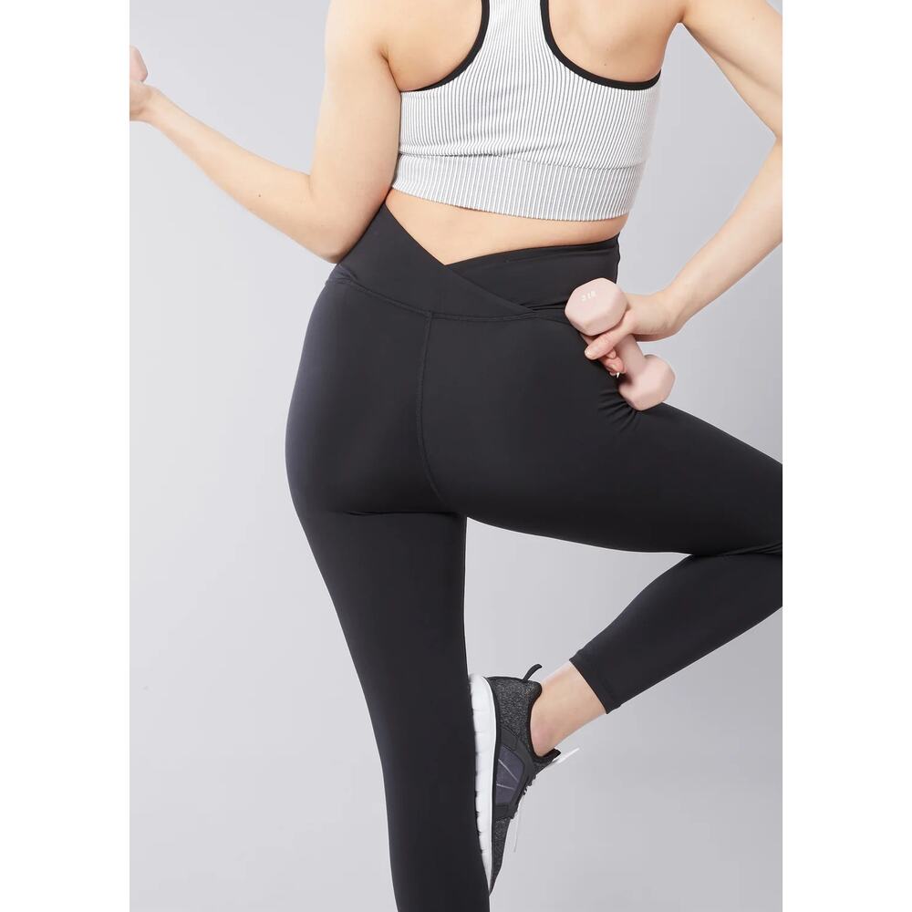 Ingrid & Isabel Black Maternity Leggings with Crossover Panel Size Small